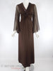70s Coffee Brown Sequined V-Neck Maxi Dress - front