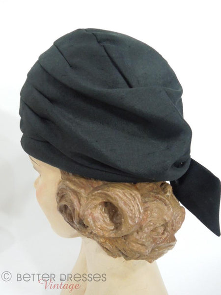 60s Betmar Black Turban Hat at Better Dresses Vintage - left view