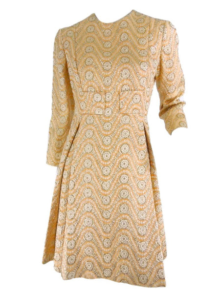 60s Malcolm Starr Peach and Metallic Dress