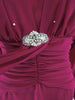 80s Raspberry Crepe Cocktail Dress - waist detail