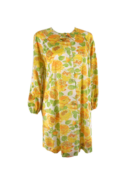 70s Vanity Fair Yellow Roses Robe - front