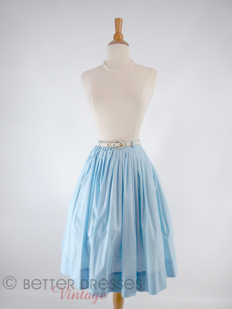 50s/60s Light Blue Full Skirt - shown with belt
