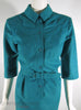 70s/80s Teal Ultrasuede Shirtwaist Dress