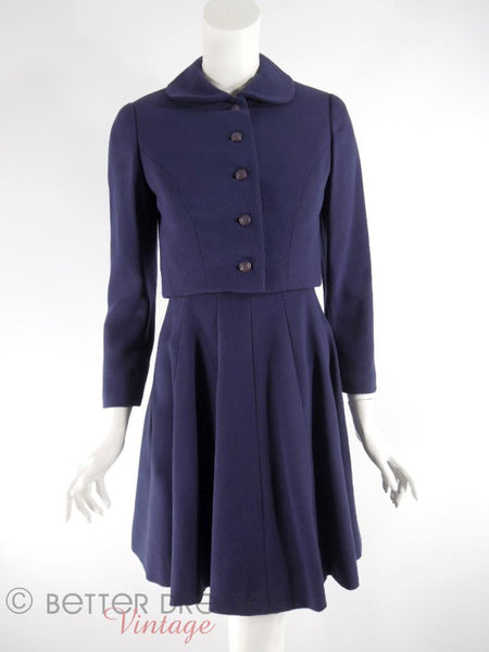 60s Adele Simpson Navy Dress + Jacket - full view front