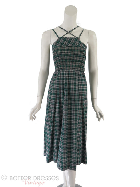 40s Plaid Sundress - crossed straps