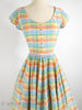 50s/60s Pastel Plaid Circle Skirt Dress