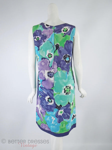 60s/70s Purple Floral Shift - back view