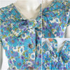 1940s House Dress Blue and Purple Floral by Kenrose - details