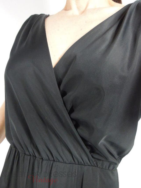 Combinaison de détente en nylon noir des années 60/70