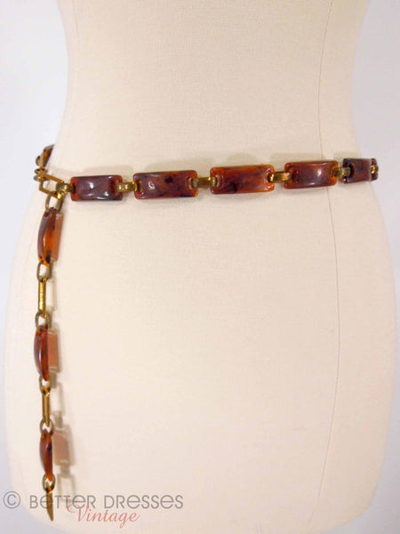 60s Faux Tortoise Link Belt - full view