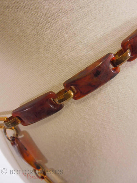 60s Faux Tortoise Link Belt - close