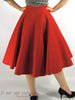 50s Red Full Circle Felt Skirt