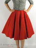 50s Red Full Circle Felt Skirt