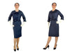 Ensemble robe et boléro années 50/60 en soie bleu marine