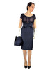 50s/60s Navy Silk Bolero and Dress Set - Dress