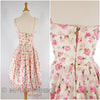 50s Silk Party Dress With Pink Roses - back views