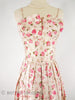 50s Silk Party Dress With Pink Roses - close