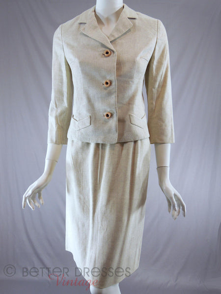 60s Oatmeal Skirt Suit - front