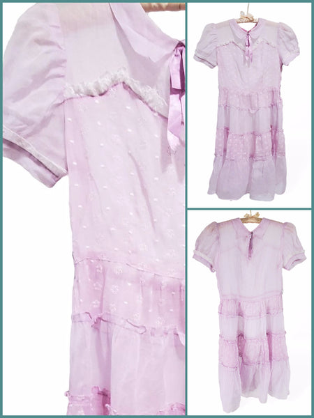 details of girl's 30s  40s vintage party dress