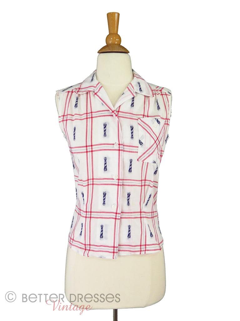 50s Sleeveless Blouse - front