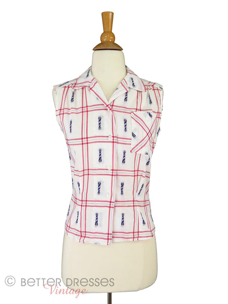 50s Sleeveless Blouse - front