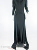 30s Black Crepe Gown - long waist ties