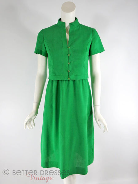 Vintage Ivey's Green Dress and Jacket Set - front