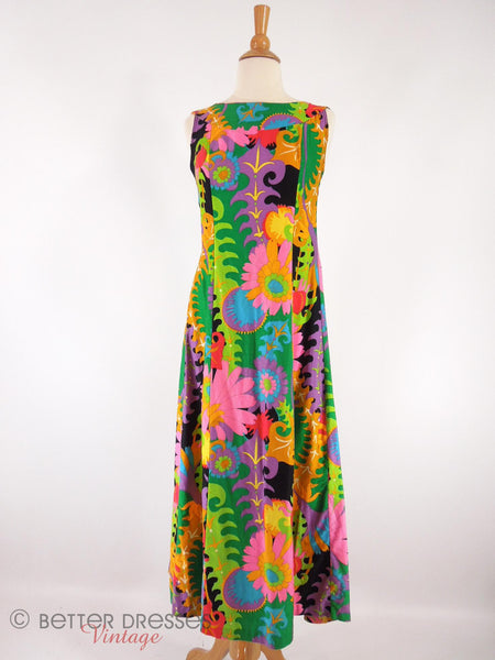 60s Psychedelic Hawaiian Dress - front