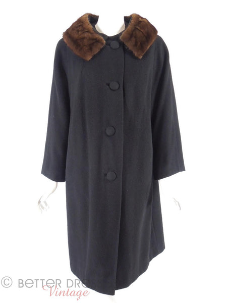 60s Cashmere Coat with Mink Collar - collar open