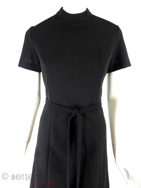 70s Mod Black Dress - close view