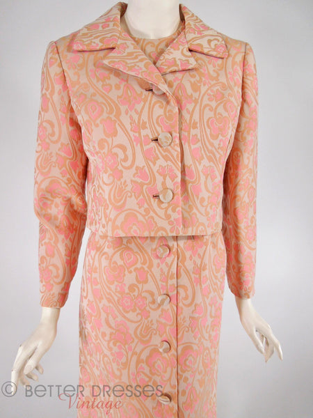 60s Peach and Taupe Dress Suit - close