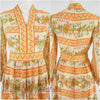 70s Orange Stripe and Floral Dress - close views