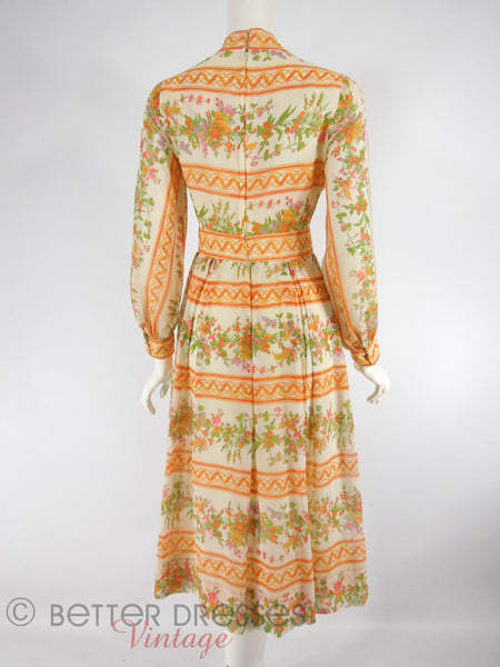 70s Orange Stripe and Floral Dress - back