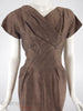 50s Brown Sheath Dress - close view