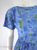 50s/60s Blue & Green Full Skirt Dress - details