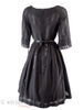 50s/60s Black Cotton Dress - with crinoline, back