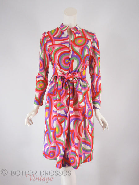 60s/70s Psychedelic Shirtwaist - tied in front