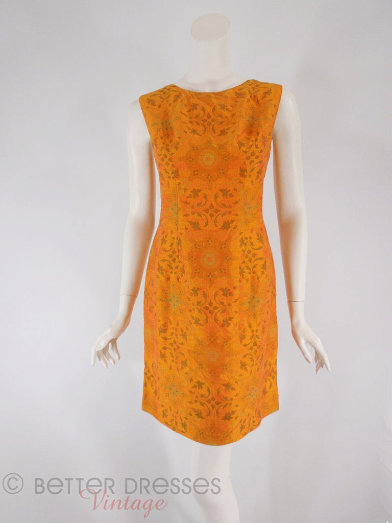 60s Orange Silk Sheath - front