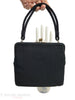 50s Ingber Black Wool Handbag With Crewel Embroidery - back