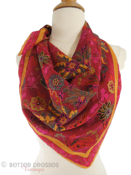 80s Floral Silk Scarf - on Cecelia