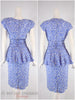 80s Periwinkle Leaf Dress - back views
