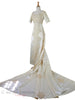 60s Satin + Lace Wedding Gown - train at waist