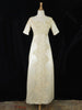 60s Satin + Lace Wedding Gown - train removed, front view