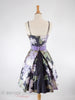 50s Purple Floral Party Dress - back, with crinoline