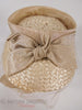 50s Cream Straw Veil Hat - top