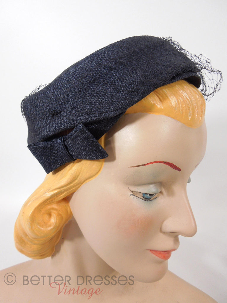 50s Pillbox Veil Hat With Side Bows