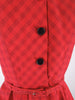 40s/50s Red Plaid Shirtwaist - bodice detail