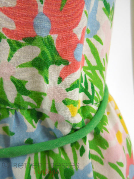70s Floral Sundress - waist and belt detail