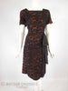 50s Black Lace on Orange Dress - front view
