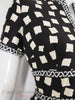 70s B&W Geometric Print Dress - bodice detail